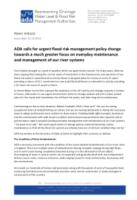 ADA calls for urgent flood risk management policy change towards a much greater focus on everyday maintenance and management of our river systems